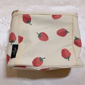 Kate Spade Strawberry Makeup Bag Cosmetic Zip Around used condition stains